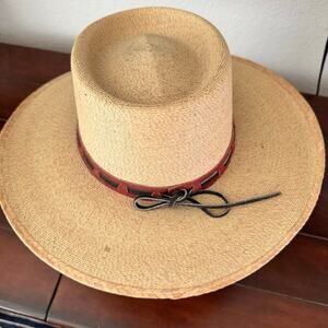Sahuayo Hecho En Mexico Unisex Straw Hardshell Hat Suede Adjustable Straps US 7